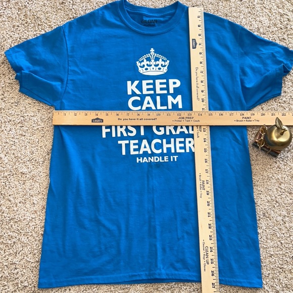 Lot of 2🍎FIRST GRADE TEACHER Tees🍏 Dark Gray Coke Logo & Turquoise Keep Calm - Picture 7 of 8